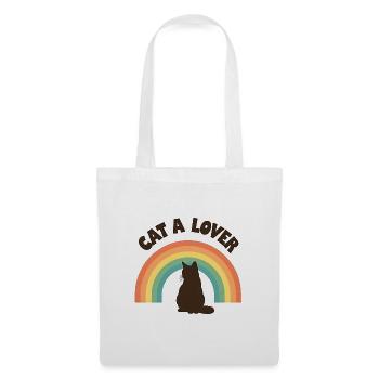 Regenbogen Liebe Katze - Stoffbeutel - Weiß - Vorne