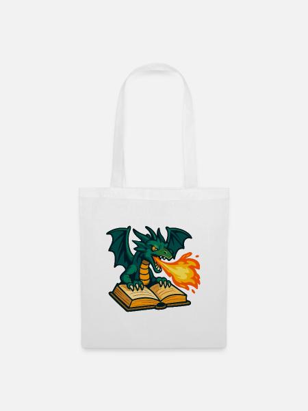 Feuerdrache Buchzauber - Stoffbeutel - Weiß