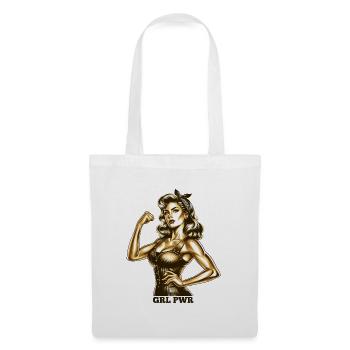 Strong Woman GRL PWR Rockabilly Gold Gift - Tote Bag - white - Front