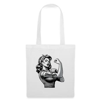 Strength Strong Woman Rockabilly Style Gift - Tote Bag - white - Front