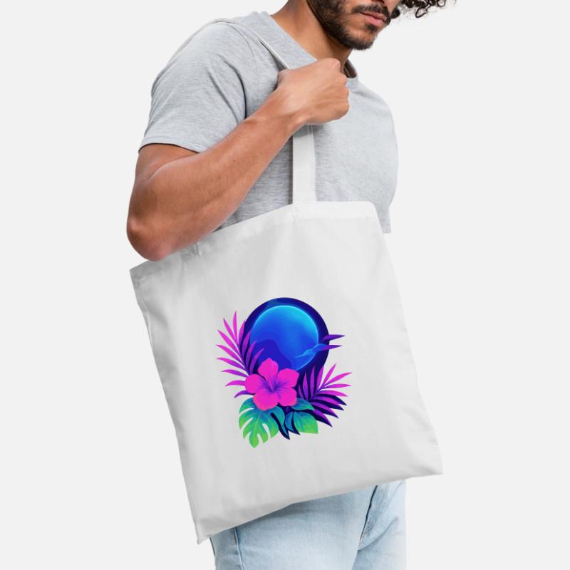 Neon Tropic Moon Tote Bag