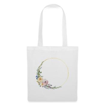 Couronne florale colorée, personnalisable - Sac en tissu - blanc - Devant
