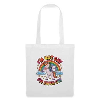 Mois de la fierté LGBTQ - Je ne suis pas gay, je suis supergay - Sac en tissu - blanc - Devant