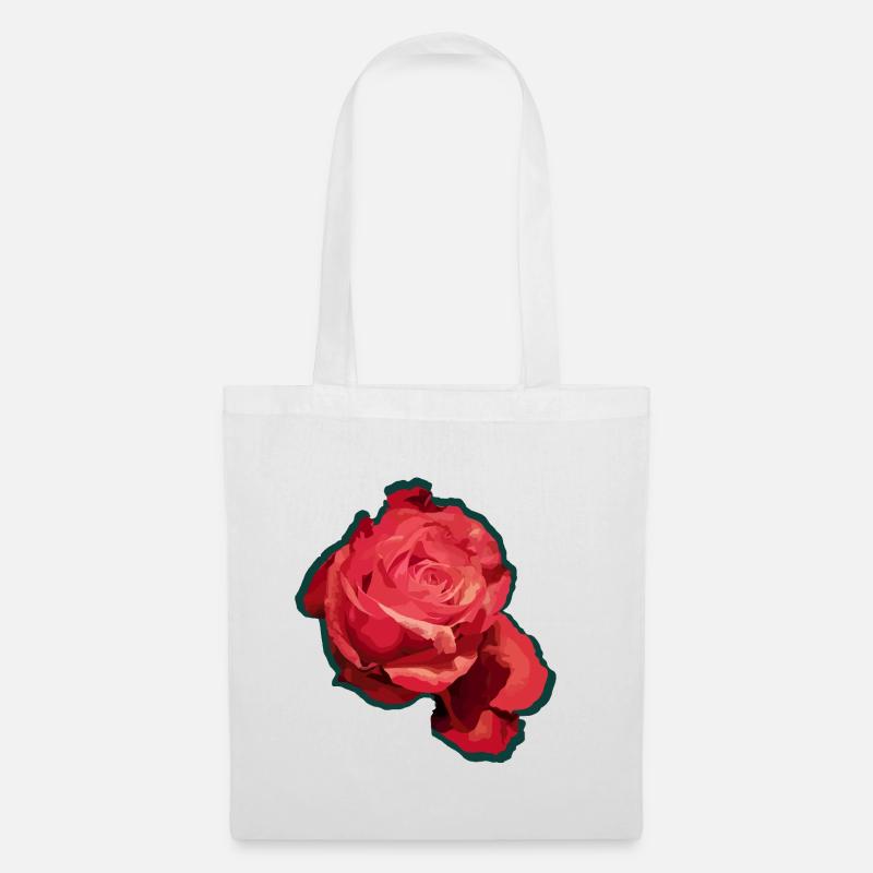 Rote Rose - Stoffbeutel - Weiß