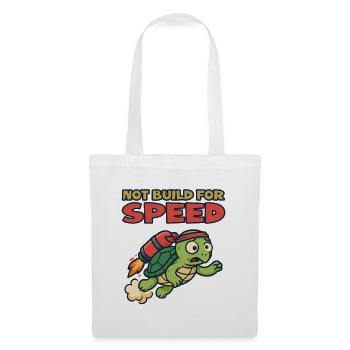 Tortue avec fusée : Pas conçue pour la vitesse - Sac en tissu - blanc - Devant