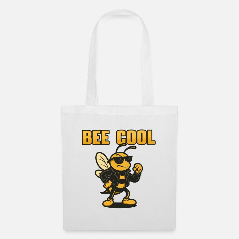 Bee Cool biker bi in leather jacket - Tote Bag - white
