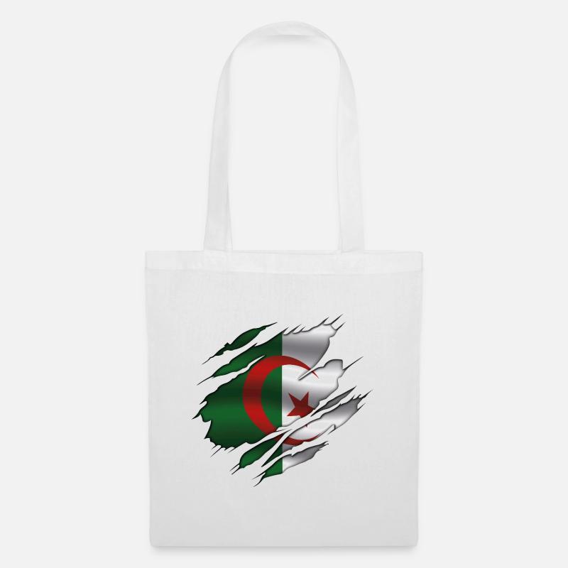 Drapeau de l’Algérie - Algérie - Drapeau déchiré - Sac en tissu - blanc
