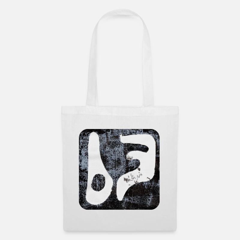Abstrakt Monoprint Kunst Druck Tribal BFF - Stoffbeutel - Weiß