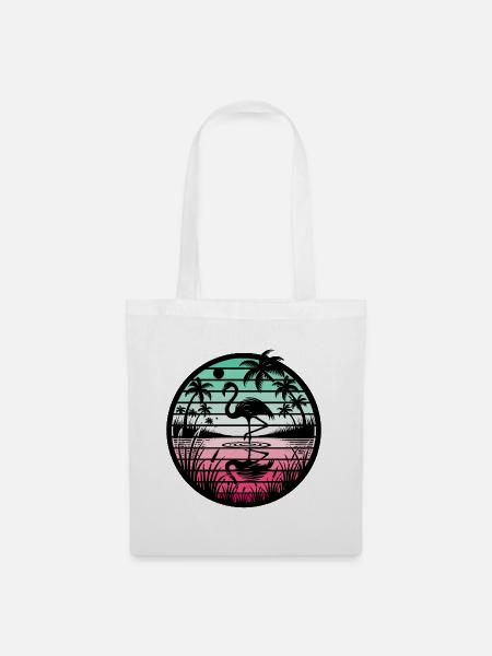 Retro Flamingo Sunset - Stoffbeutel - Weiß