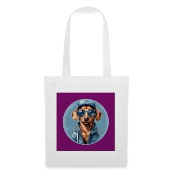 Teckel Teckel avec lunettes de soleil et sweat à capuche - Sac en tissu - blanc - Devant