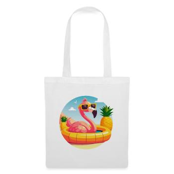 Flamant rose et ananas dessin vectoriel mignon - Sac en tissu - blanc - Devant