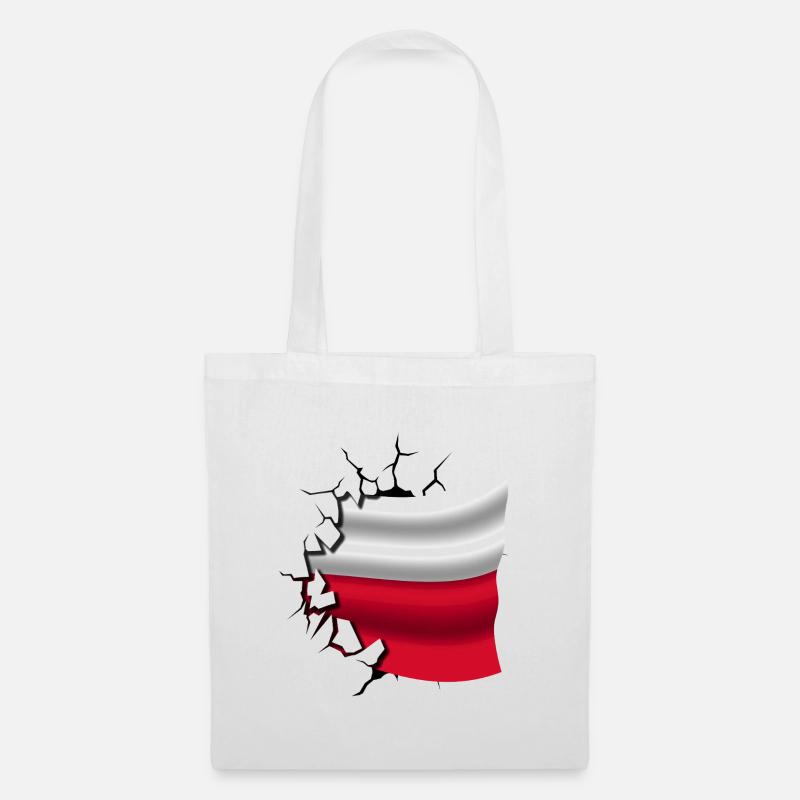 Drapeau de la Pologne - Pologne - Drapeau Broken Design - Sac en tissu - blanc