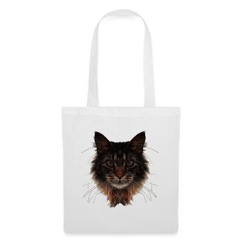 Maine-Coon Gesicht, langhaarig, Katzen design - Stoffbeutel - Weiß - Vorne