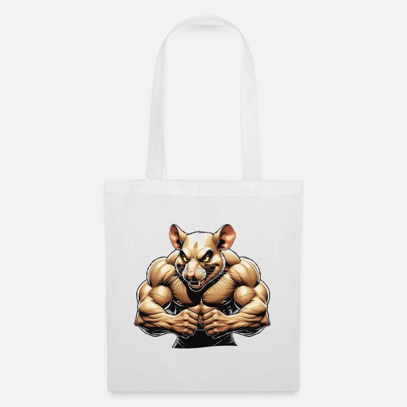 Fierce Anthropomorphic Rodent Illustration - Tote Bag - white