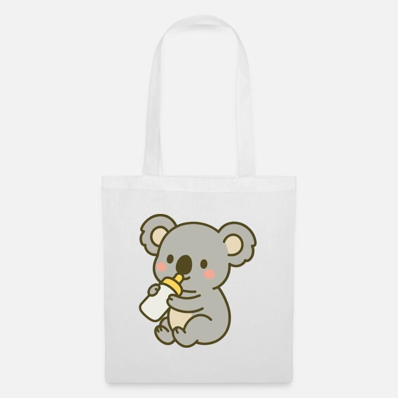 Koala câlin avec biberon - Sac en tissu - blanc