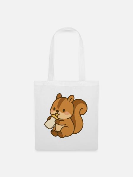 Fläschchen-Flauschehörnchen - Stoffbeutel - Weiß