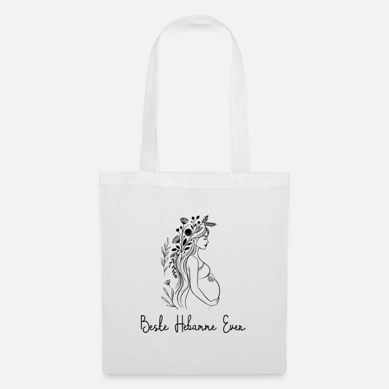 Beste Hebamme Ever - Boho, personalisierbar - Stoffbeutel - Weiß