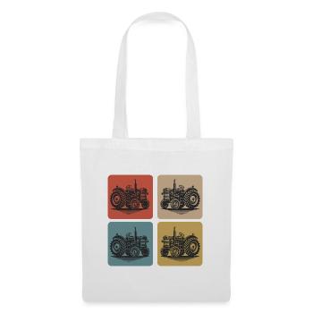 Tracteur classique au look vintage - Sac en tissu - blanc - Devant