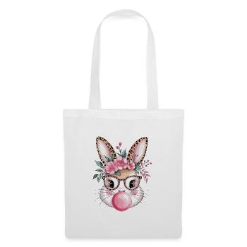 Floral Bunny with Glasses and Bubblegum - Tote Bag - white - Front