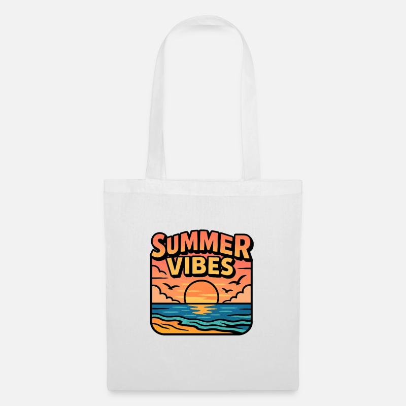 Summer Vibes coucher de soleil - Sac en tissu - blanc