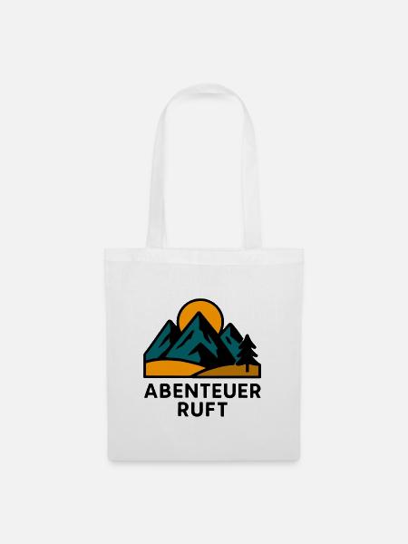 Bergmotiv mit Sonnenaufgang - Stoffbeutel - Weiß