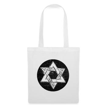 Étoile de David ornée en cercle noir - Sac en tissu - blanc - Devant