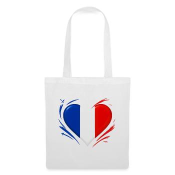 Amour Coeur battant - Drapeau français - Sac en tissu - blanc - Devant