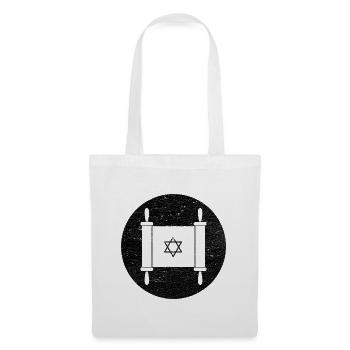 Rouleau de la Torah dans un cercle noir - Sac en tissu - blanc - Devant