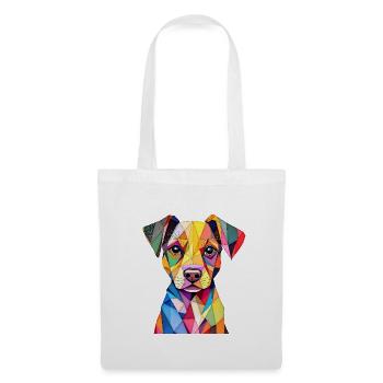 Bunter geometrischer Pop-Art-Hund - Stoffbeutel - Weiß - Vorne