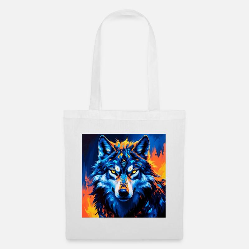 Lebendige geometrische Wolf Illustration - Stoffbeutel - Weiß