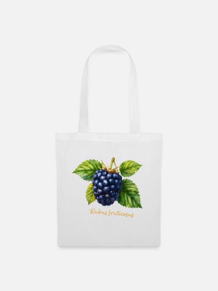 Brombeere – Botanisches Aquarell im Vintage-Stil - Stoffbeutel - Weiß