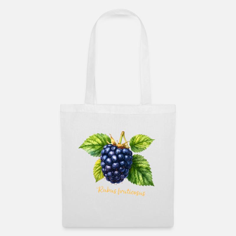 Brombeere – Botanisches Aquarell im Vintage-Stil - Stoffbeutel - Weiß