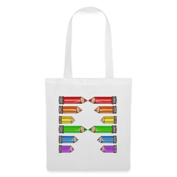 LETTRE UN NOM CRAYONS DE COULEUR D’ÉCOLE - Sac en tissu - blanc - Devant