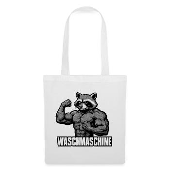 Waschmaschine Waschbär Fitness witzig Gym Geschenk - Stoffbeutel - Weiß - Vorne