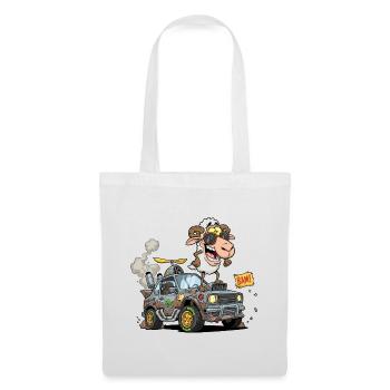 Cartoon Sheep Driver in Off-Road Vehicle - Tote Bag - white - Front