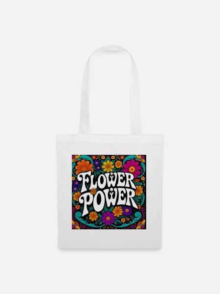 Florales Power-Design - Stoffbeutel - Weiß