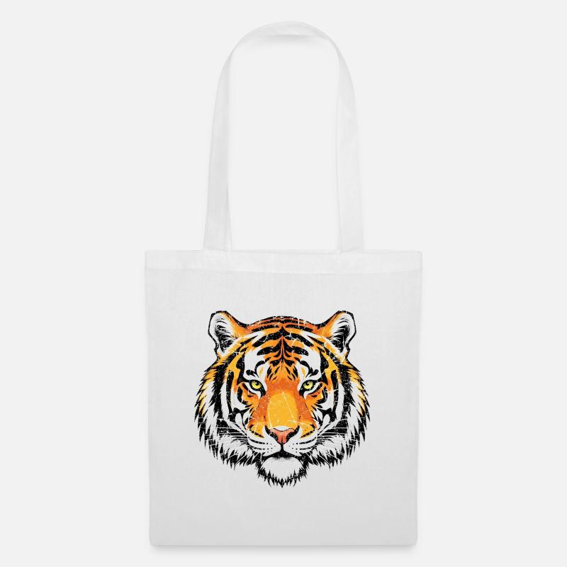 Faszination Tiger Kopf im Vintage Stil - Stoffbeutel - Weiß