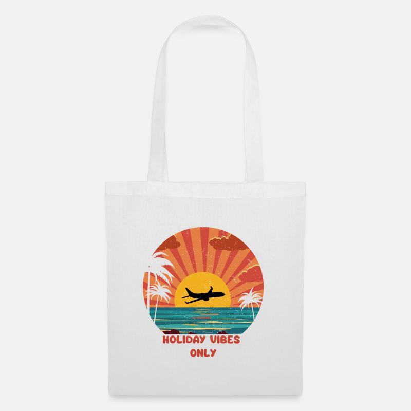 Sunset Airplane Vacation Design - Tote Bag - white