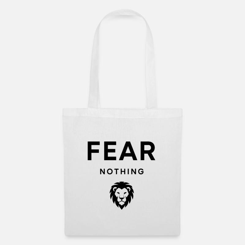 Fear Nothing Bold Lion Design - Tote Bag - white