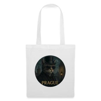 Cat gentleman in front of Prague's Old Town - Tote Bag - white - Front