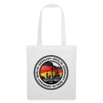 Berliner Skyline mit deutschen Flaggenfarben - Stoffbeutel - Weiß - Vorne