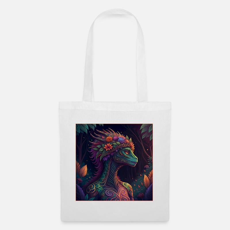 Mythischer Dschungeldrache Illustration - Stoffbeutel - Weiß