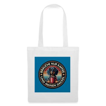 Teckel avec tasse à café au design rétro - Sac en tissu - blanc - Devant