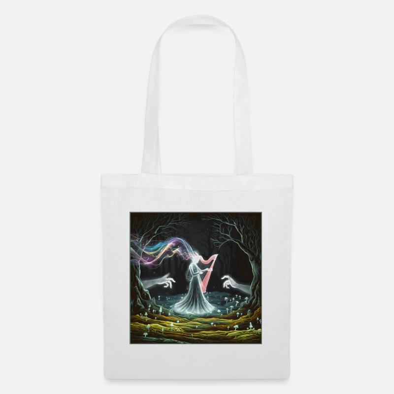 Conception de la sorcière de la harpe de la forêt enchantée - Sac en tissu - blanc