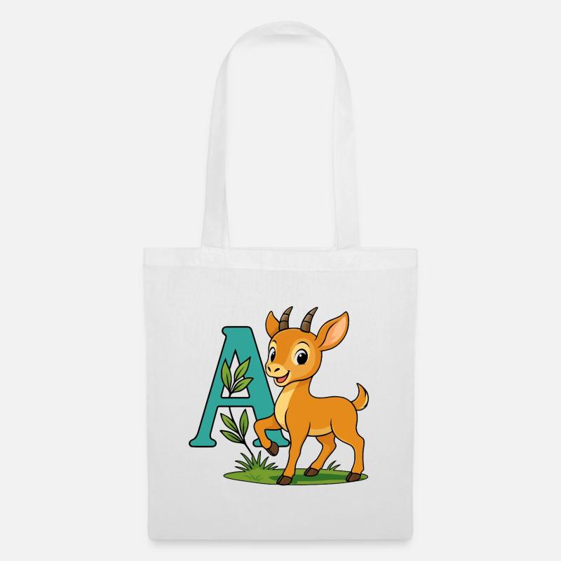Kindliche Antilope mit dem Buchstaben A - Stoffbeutel - Weiß