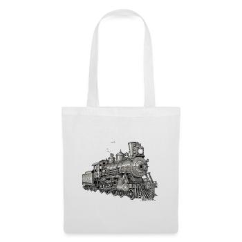 Vintage steam locomotive in techno style - Tote Bag - white - Front
