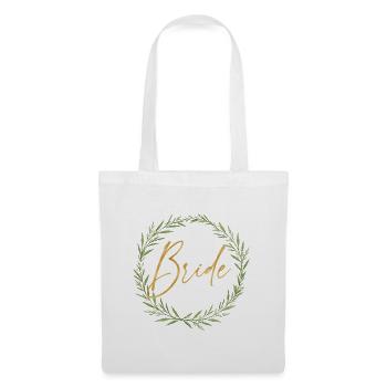 Elegantes Team Bride - Design mit Lorbeerkranz - Stoffbeutel - Weiß - Vorne