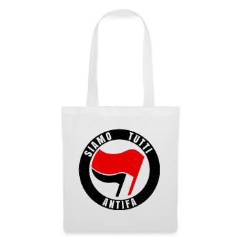 Siamo Tutti Antifa Antifaschismus Flagge Symbol - Stoffbeutel - Weiß - Vorne