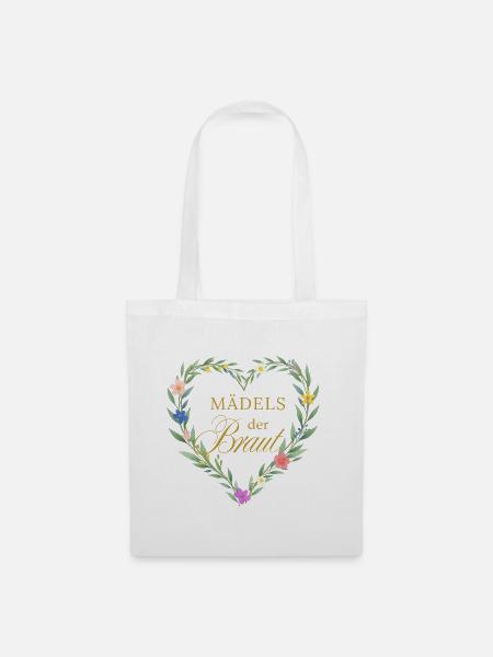 Maedels der Braut! Herz - Stoffbeutel - Weiß