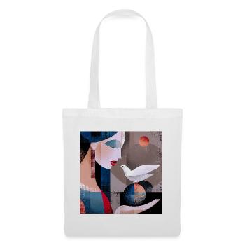 Abstract Portrait with Dove and Colorful Spheres - Tote Bag - white - Front